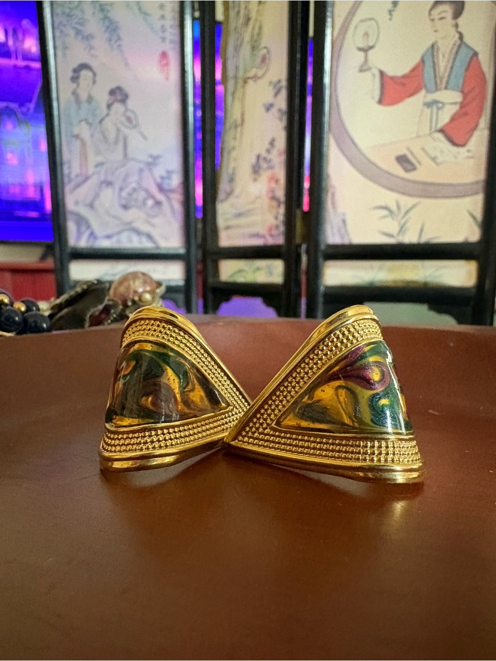 1980s/90s Vintage Gold Multicolor post Earrings